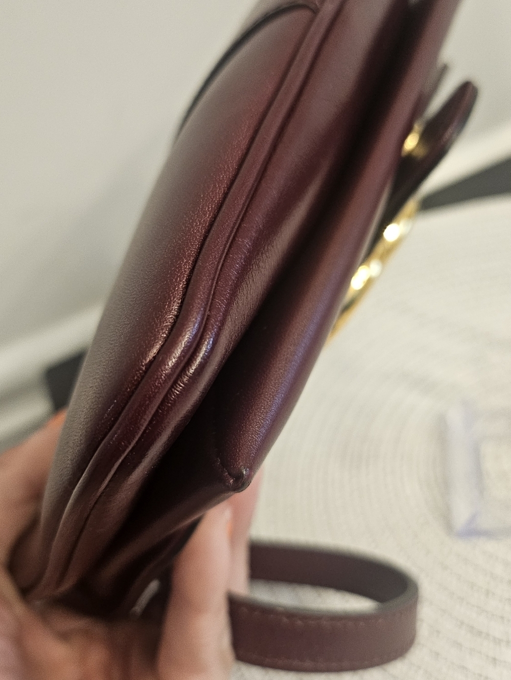 Gucci Arli Shoulder Bag Burgundy Leather Large GG Logo - Picture 5 of 14